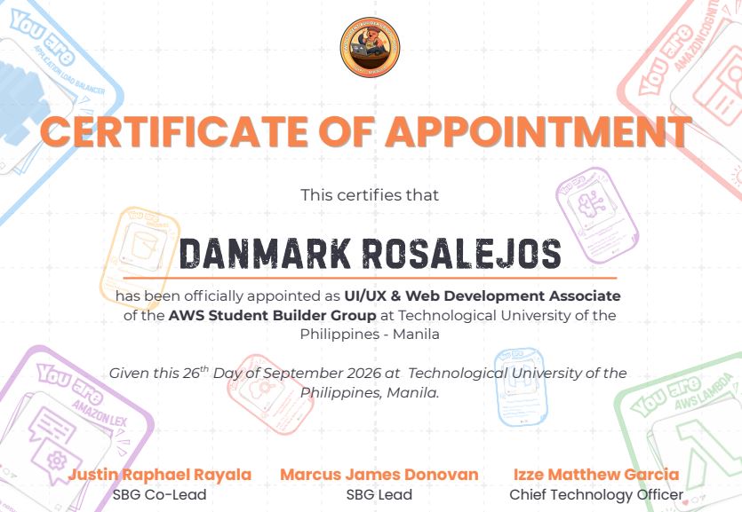 Certificate of Appointment - AWS Student Builder Group